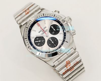 Swiss Replica Breitling Chronomat SS White Chronograph Dial Bullet Band Watch